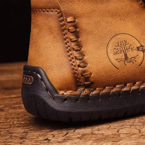 Men's hand sew leather slipproof side zipper leisure boot