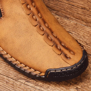 Men's hand sew leather slipproof side zipper leisure boot