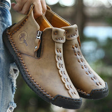 Load image into Gallery viewer, Men&#39;s hand sew leather slipproof side zipper leisure boot

