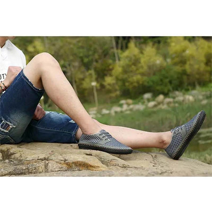 Sommer Atmungsaktives Mesh Männer Casual Schuhe Für Komfortabel Handgemachten Männer Lace-Up müßiggänger Männer Schuhe