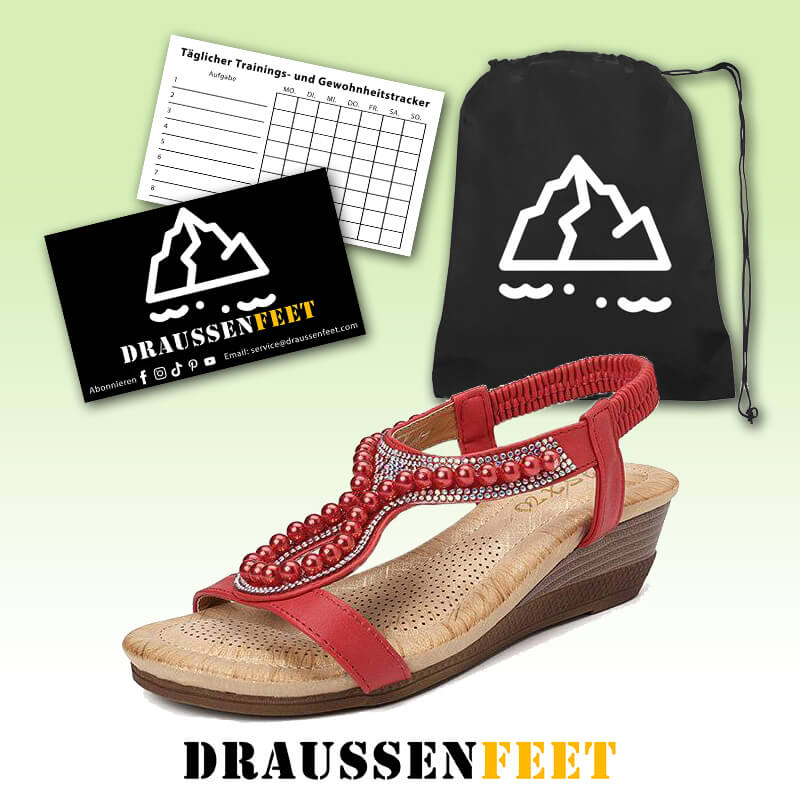 Frauen Perle Strass Elastic Wedges Sandalen