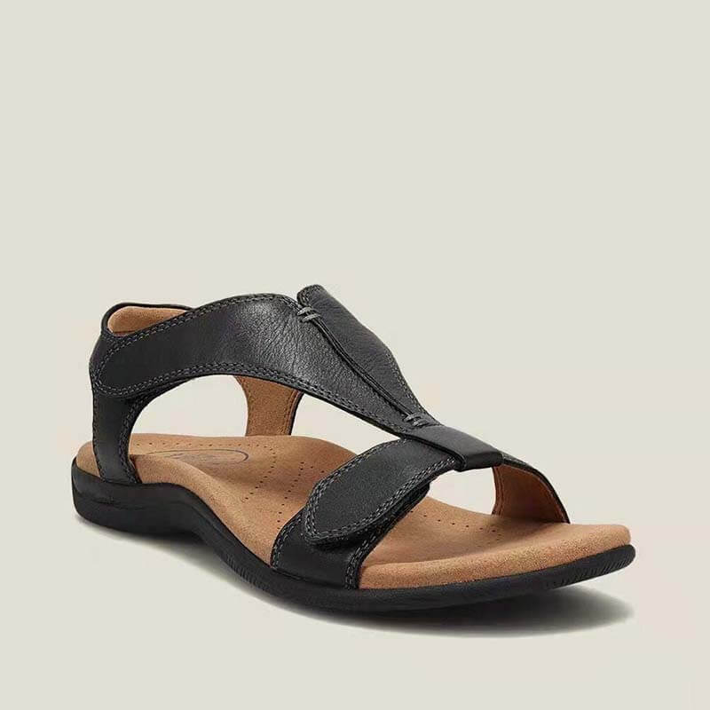 Damen Sandalen mit dicken Sohlen und Keilabsatz und Klettverschluss