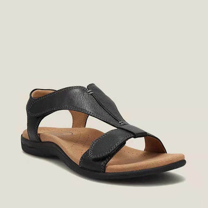 Damen Sandalen mit dicken Sohlen und Keilabsatz und Klettverschluss