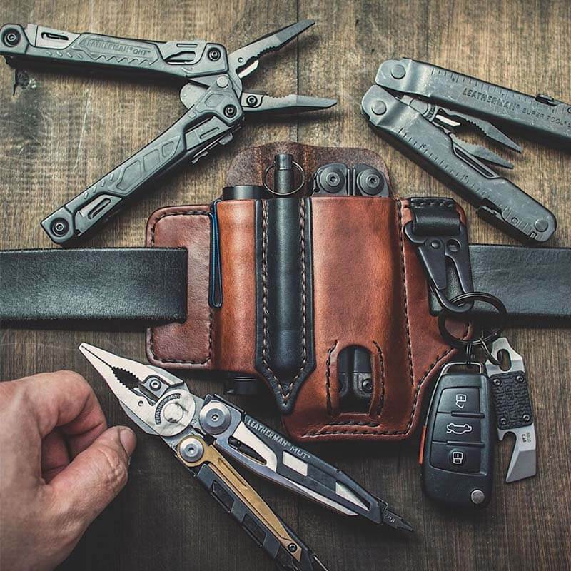 EDC Belt Loop Waist Multitool-Hülle aus echtem Leder