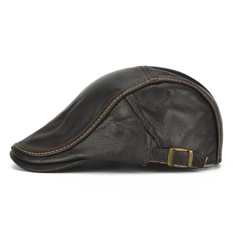 Herren echte Rindsleder Leder Baskenmütze Caps Solid Casual Warm Forward Caps verstellbar