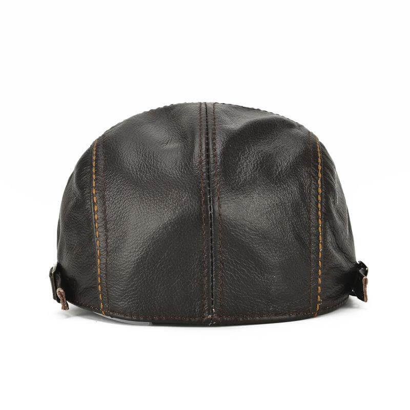 Herren echte Rindsleder Leder Baskenmütze Caps Solid Casual Warm Forward Caps verstellbar