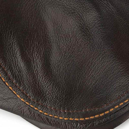Herren echte Rindsleder Leder Baskenmütze Caps Solid Casual Warm Forward Caps verstellbar