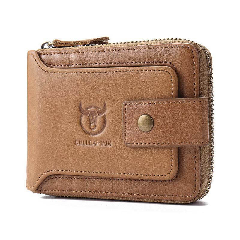 Männer RFID Antimagnetic Solid Cowhide 11 Kartenfächer Coin Bag Zipper Wallet