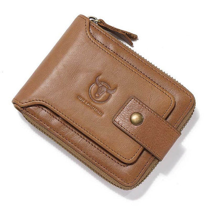 Männer RFID Antimagnetic Solid Cowhide 11 Kartenfächer Coin Bag Zipper Wallet