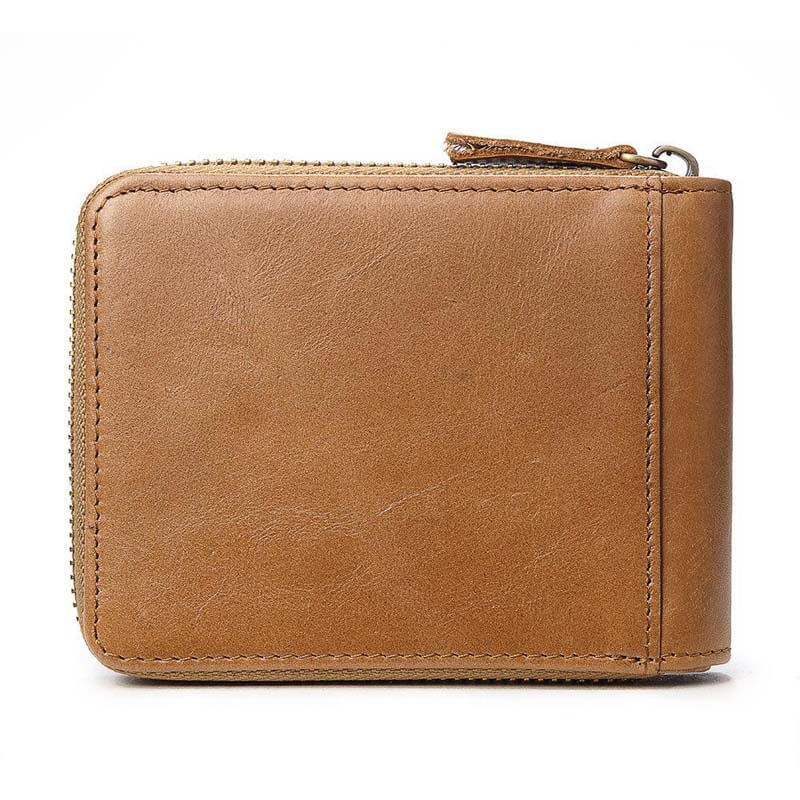 Männer RFID Antimagnetic Solid Cowhide 11 Kartenfächer Coin Bag Zipper Wallet