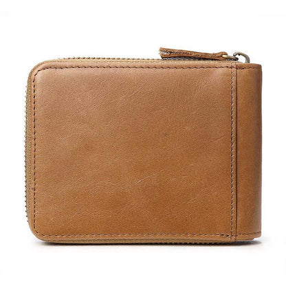 Männer RFID Antimagnetic Solid Cowhide 11 Kartenfächer Coin Bag Zipper Wallet