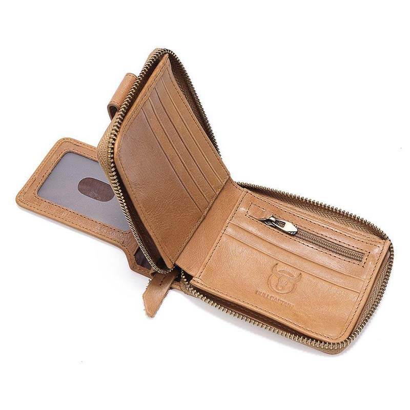 Männer RFID Antimagnetic Solid Cowhide 11 Kartenfächer Coin Bag Zipper Wallet