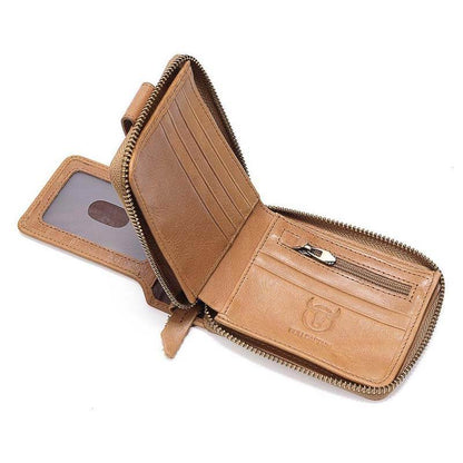 Männer RFID Antimagnetic Solid Cowhide 11 Kartenfächer Coin Bag Zipper Wallet