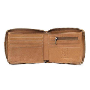 Männer RFID Antimagnetic Solid Cowhide 11 Kartenfächer Coin Bag Zipper Wallet