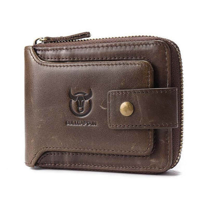 Männer RFID Antimagnetic Solid Cowhide 11 Kartenfächer Coin Bag Zipper Wallet