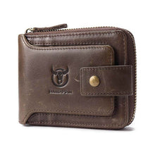 Lade das Bild in den Galerie-Viewer, Männer RFID Antimagnetic Solid Cowhide 11 Kartenfächer Coin Bag Zipper Wallet

