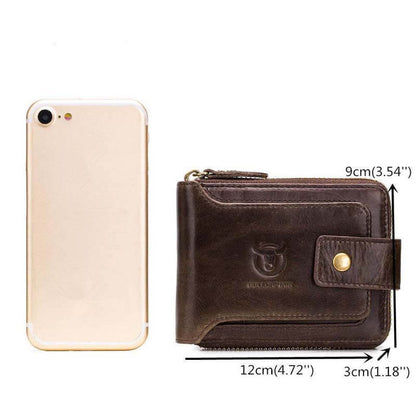 Männer RFID Antimagnetic Solid Cowhide 11 Kartenfächer Coin Bag Zipper Wallet