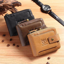 Lade das Bild in den Galerie-Viewer, Männer RFID Antimagnetic Solid Cowhide 11 Kartenfächer Coin Bag Zipper Wallet
