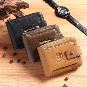 Männer RFID Antimagnetic Solid Cowhide 11 Kartenfächer Coin Bag Zipper Wallet