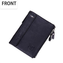 Load image into Gallery viewer, Men bullcaptain retro leather wallet leather zipper buckle short wallet card holder wallet RFID wallet QB06
