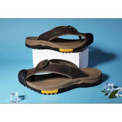 Lederschuhe Herren Sandalen Herren Flip Flops Herren Freizeitschuhe Klassische Massage Strand Hausschuhe Anti-Rutsch