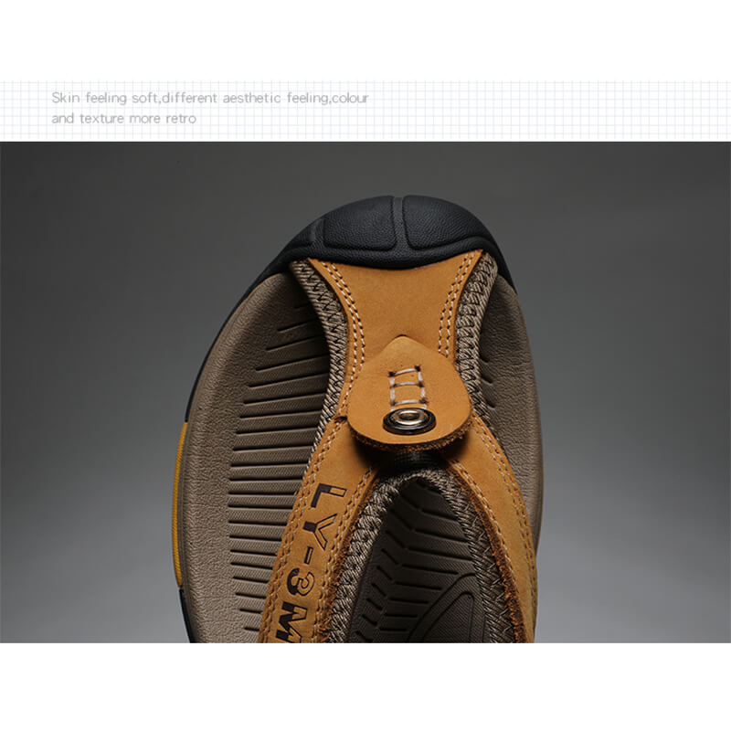 Lederschuhe Herren Sandalen Herren Flip Flops Herren Freizeitschuhe Klassische Massage Strand Hausschuhe Anti-Rutsch