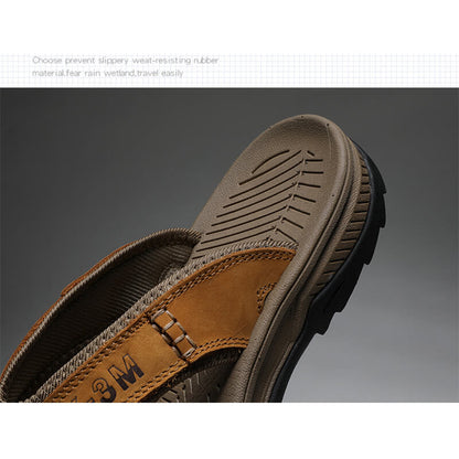 Lederschuhe Herren Sandalen Herren Flip Flops Herren Freizeitschuhe Klassische Massage Strand Hausschuhe Anti-Rutsch