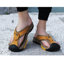 Lade das Bild in den Galerie-Viewer, Lederschuhe Herren Sandalen Herren Flip Flops Herren Freizeitschuhe Klassische Massage Strand Hausschuhe Anti-Rutsch
