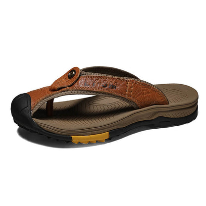 Lederschuhe Herren Sandalen Herren Flip Flops Herren Freizeitschuhe Klassische Massage Strand Hausschuhe Anti-Rutsch