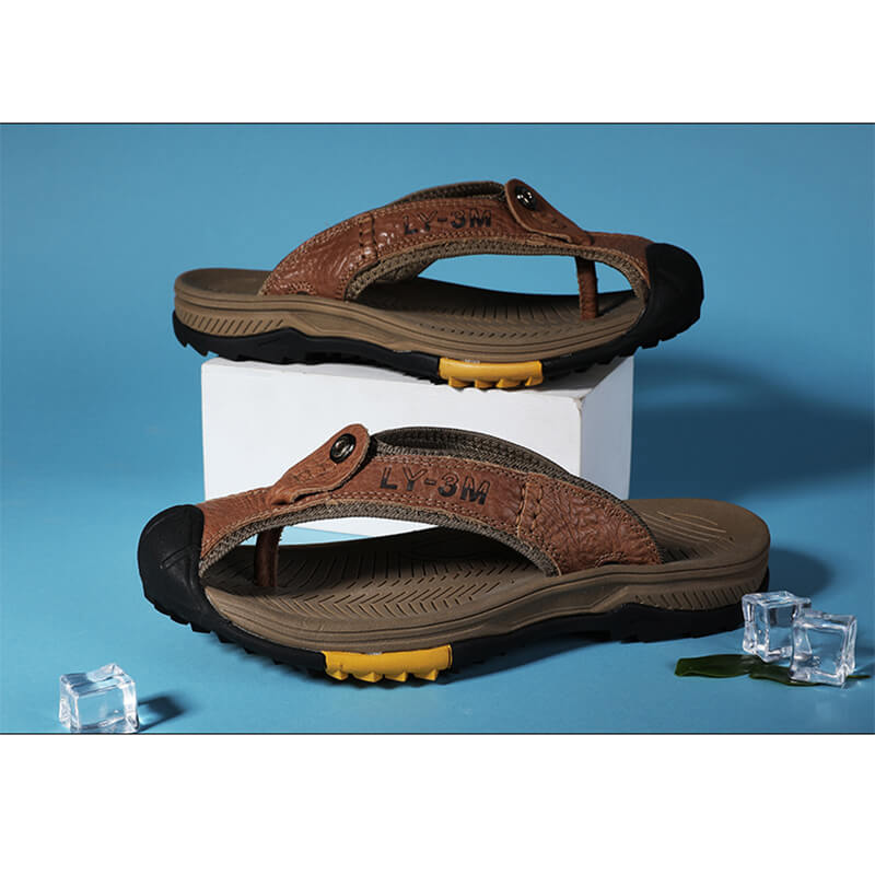 Lederschuhe Herren Sandalen Herren Flip Flops Herren Freizeitschuhe Klassische Massage Strand Hausschuhe Anti-Rutsch