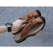 Lade das Bild in den Galerie-Viewer, draussenfeet ledersandalen hausschuhe 31404 hellbraun
