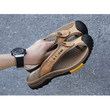 Lade das Bild in den Galerie-Viewer, draussenfeet ledersandalen hausschuhe 31404 khaki
