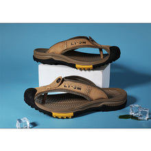Lade das Bild in den Galerie-Viewer, draussenfeet ledersandalen hausschuhe 31404 khaki
