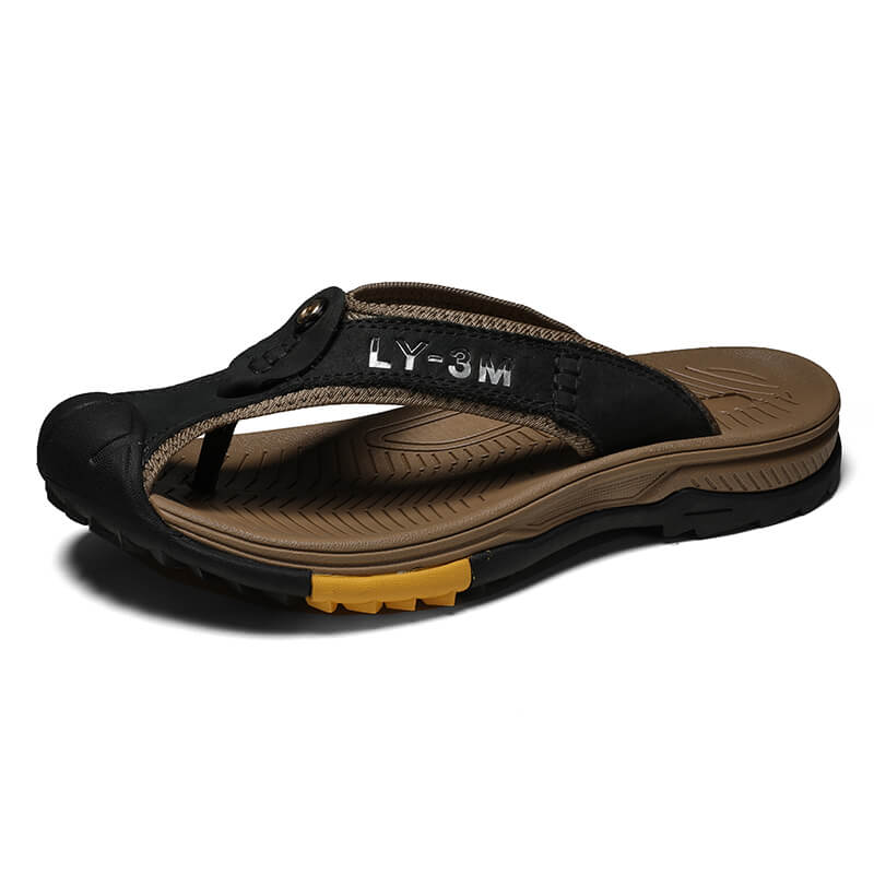 Lederschuhe Herren Sandalen Herren Flip Flops Herren Freizeitschuhe Klassische Massage Strand Hausschuhe Anti-Rutsch