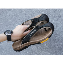 Lade das Bild in den Galerie-Viewer, draussenfeet ledersandalen hausschuhe 31404 schwarz
