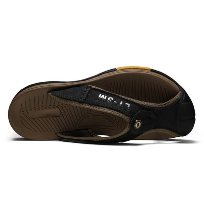 Lederschuhe Herren Sandalen Herren Flip Flops Herren Freizeitschuhe Klassische Massage Strand Hausschuhe Anti-Rutsch
