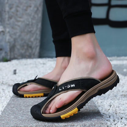 Lederschuhe Herren Sandalen Herren Flip Flops Herren Freizeitschuhe Klassische Massage Strand Hausschuhe Anti-Rutsch