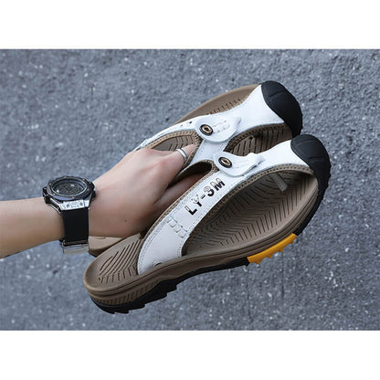 Lederschuhe Herren Sandalen Herren Flip Flops Herren Freizeitschuhe Klassische Massage Strand Hausschuhe Anti-Rutsch