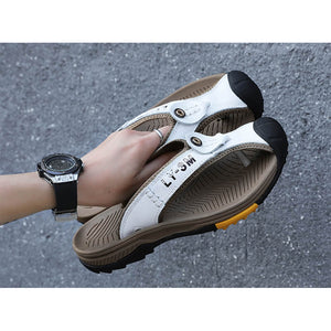 Lederschuhe Herren Sandalen Herren Flip Flops Herren Freizeitschuhe Klassische Massage Strand Hausschuhe Anti-Rutsch