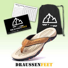 Lade das Bild in den Galerie-Viewer, draussenfeet ledersandalen hausschuhe 31405 khaki
