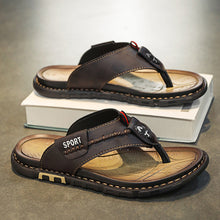 Lade das Bild in den Galerie-Viewer, draussenfeet ledersandalen hausschuhe 31567 braun
