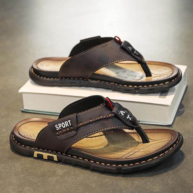 Herren Sommer Flip-Flops Modische Vielseitige Outdoor Strandschuhe Atmungsaktiv Schnelltrocknend Lässige Rutschfeste Hausschuhe