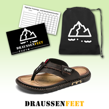 Lade das Bild in den Galerie-Viewer, draussenfeet ledersandalen hausschuhe 31567 braun
