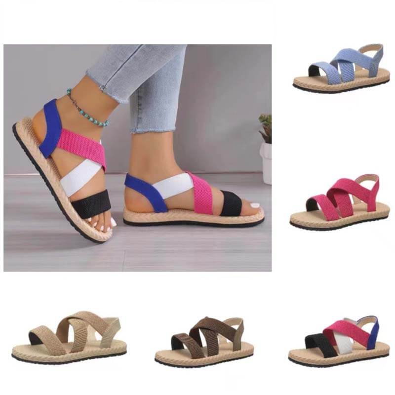 Damen Sommer Leichte Weiche Flache Strandsandalen
