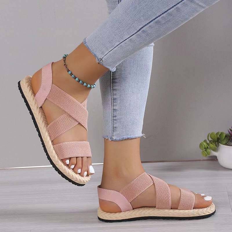 Damen Sommer Leichte Weiche Flache Strandsandalen