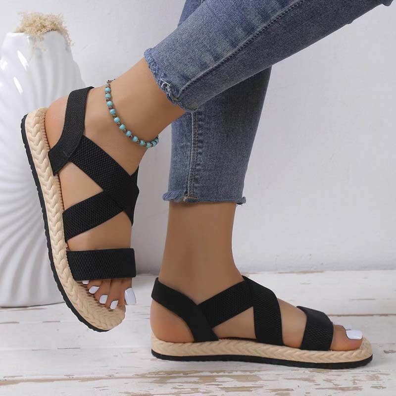 Damen Sommer Leichte Weiche Flache Strandsandalen