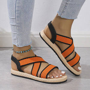 draussenfeet sandalen mit gummiband 31561 schwarz orange