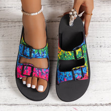 Lade das Bild in den Galerie-Viewer, draussenfeet sandalen mit gurtelschnalle 31560 schwarze blume
