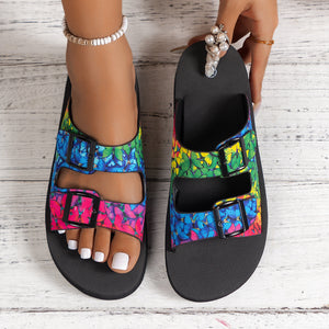 draussenfeet sandalen mit gurtelschnalle 31560 schwarze blume