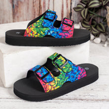 Lade das Bild in den Galerie-Viewer, draussenfeet sandalen mit gurtelschnalle 31560 schwarze blume

